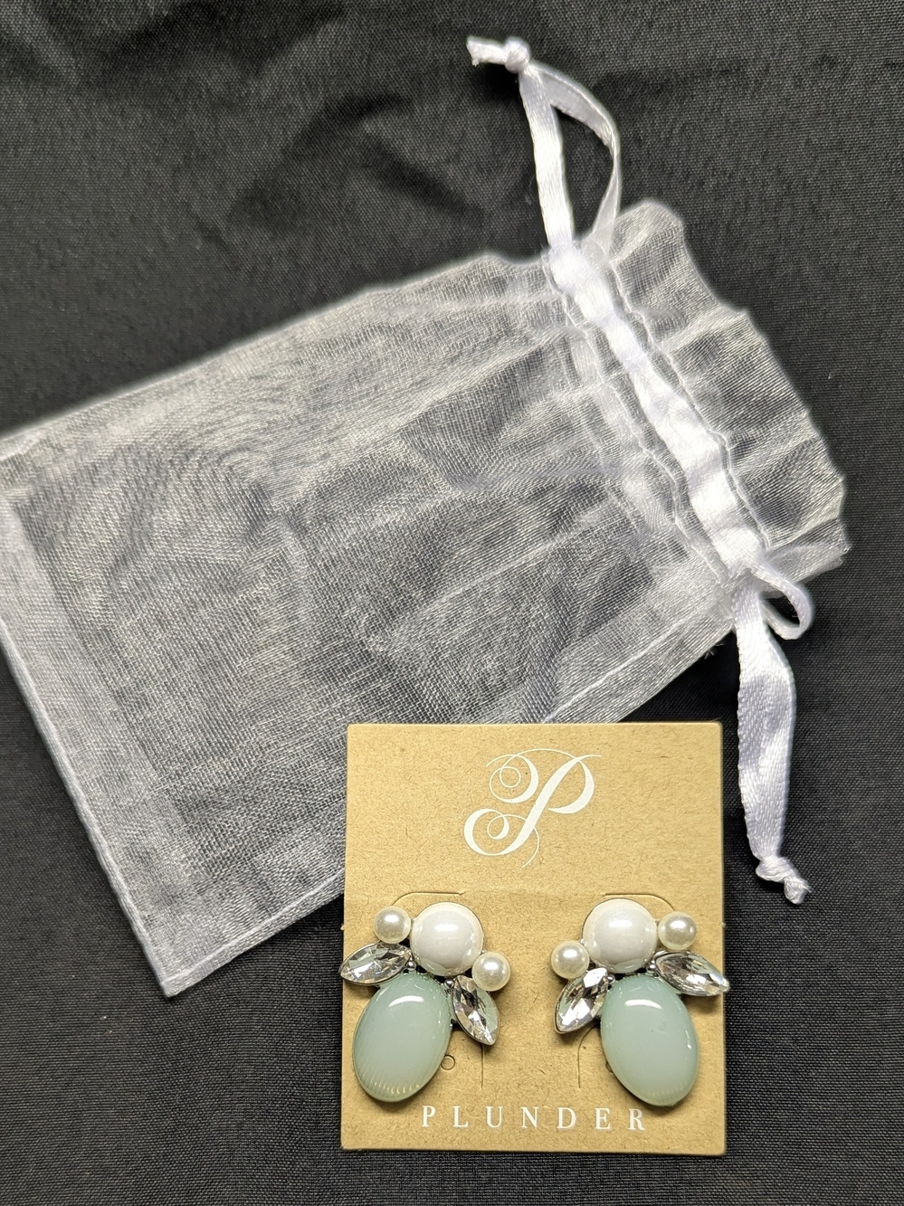 Plunder Women's Mint Green and Pearl Statement Pierce Earrings